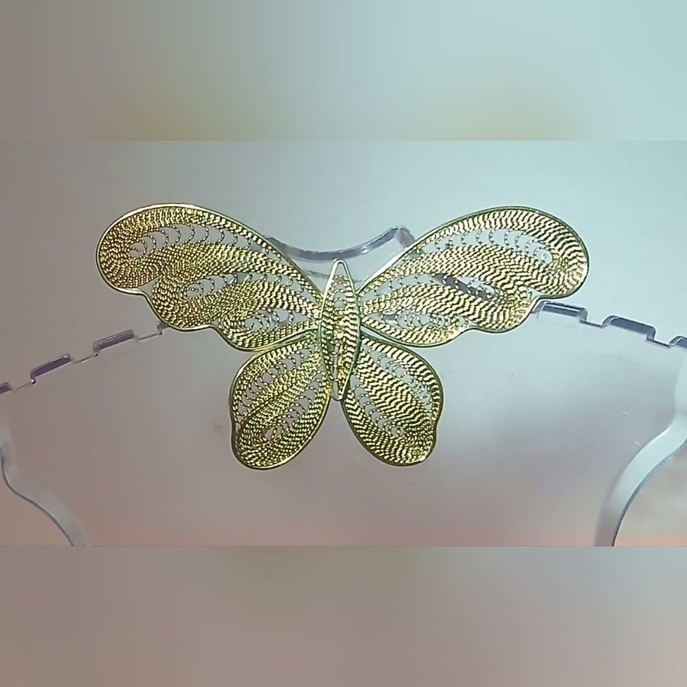 Vintage Goldtone Filigree Butterfly Brooch